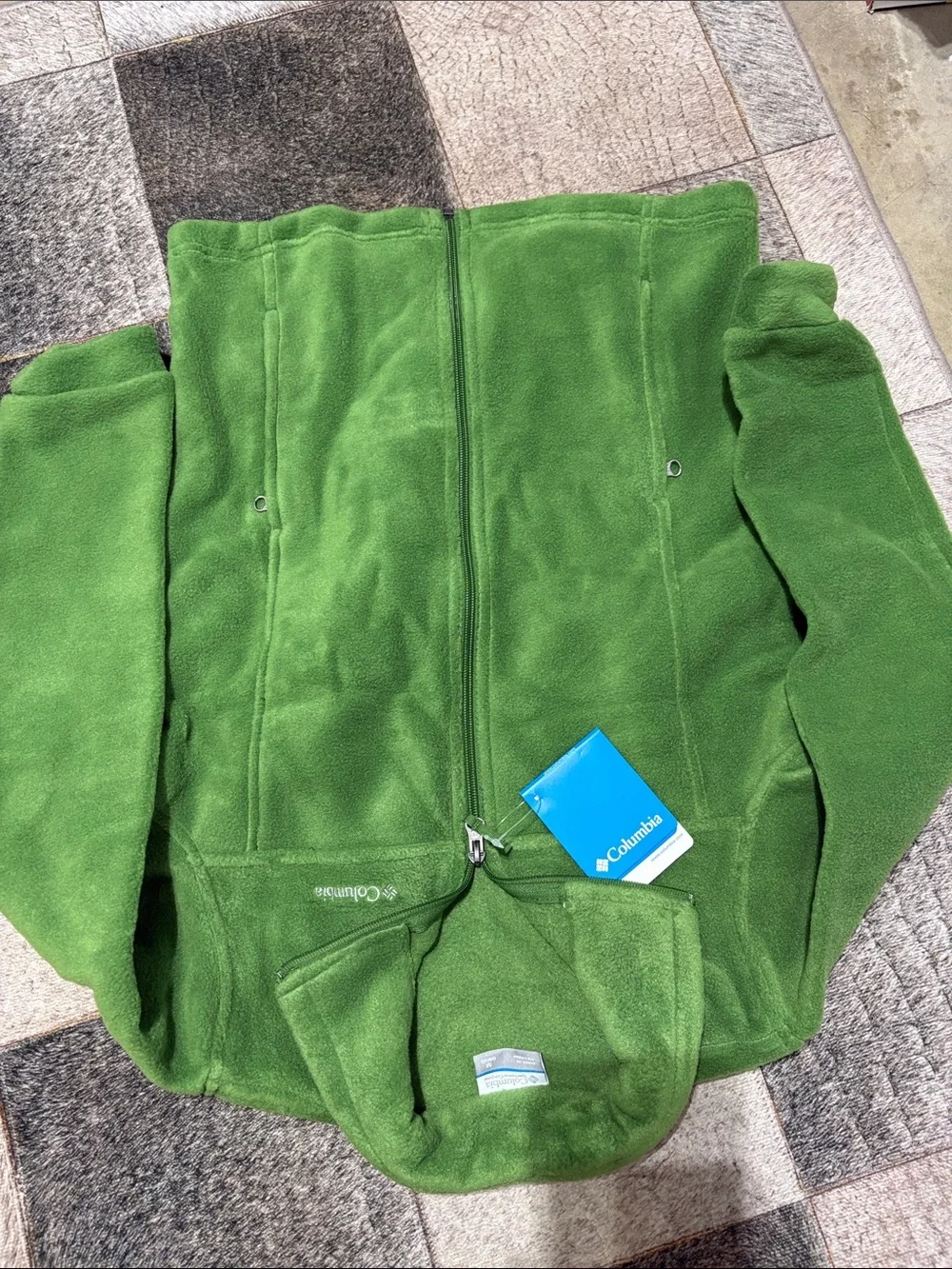 New Columbia green, full zip, fleece jacket, boys